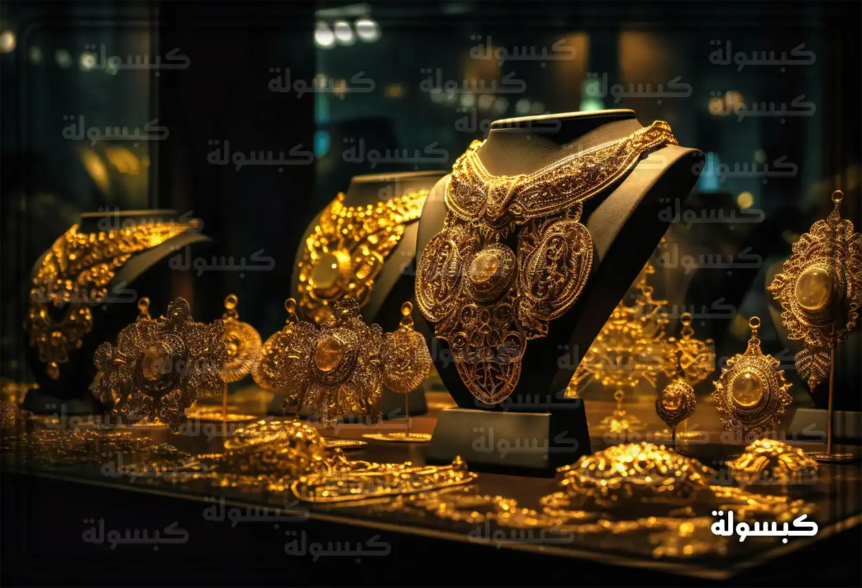 محلات لبيع الذهب في الرياض عرض لمجوهرات ذهبية متنوعة في متجر داماس بالرياض
