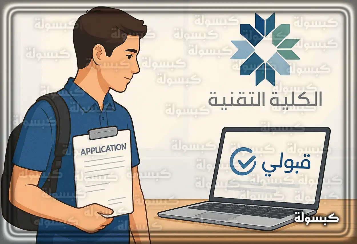 طالب يستخدم جهاز الكمبيوتر للتقديم على الكلية التقنية