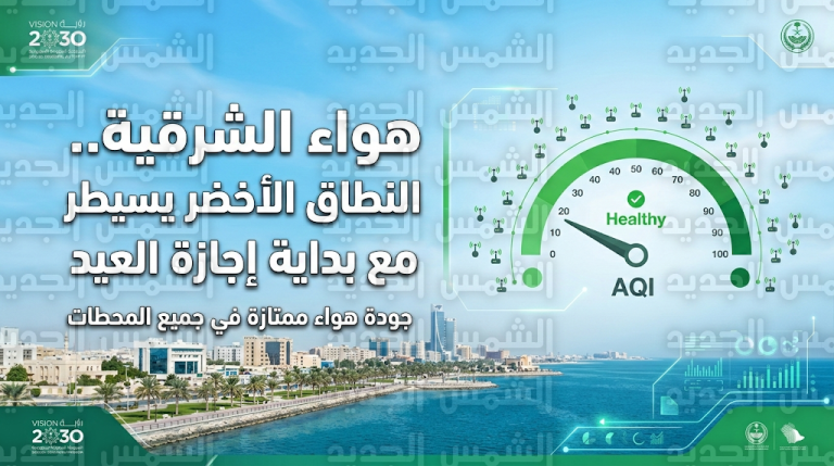 جودة الهواء في المنطقة الشرقية تسجل النطاق الأخضر الصحي مع بدء إجازة عيد الفطر 1447